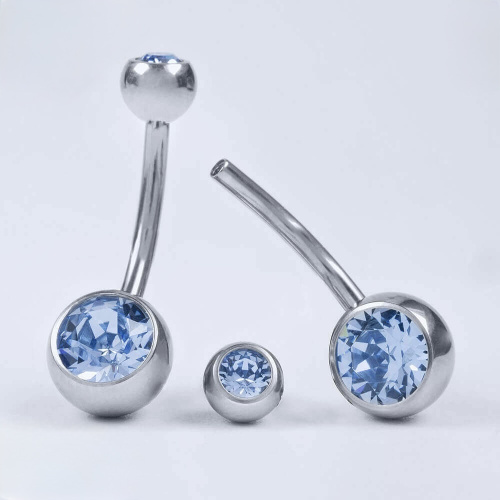 Банан Классический голубой 2 камня 1.6 мм (14 G) фото 2